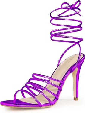 Allegra K Women's Lace Up Strappy Stiletto High Heel Sandals