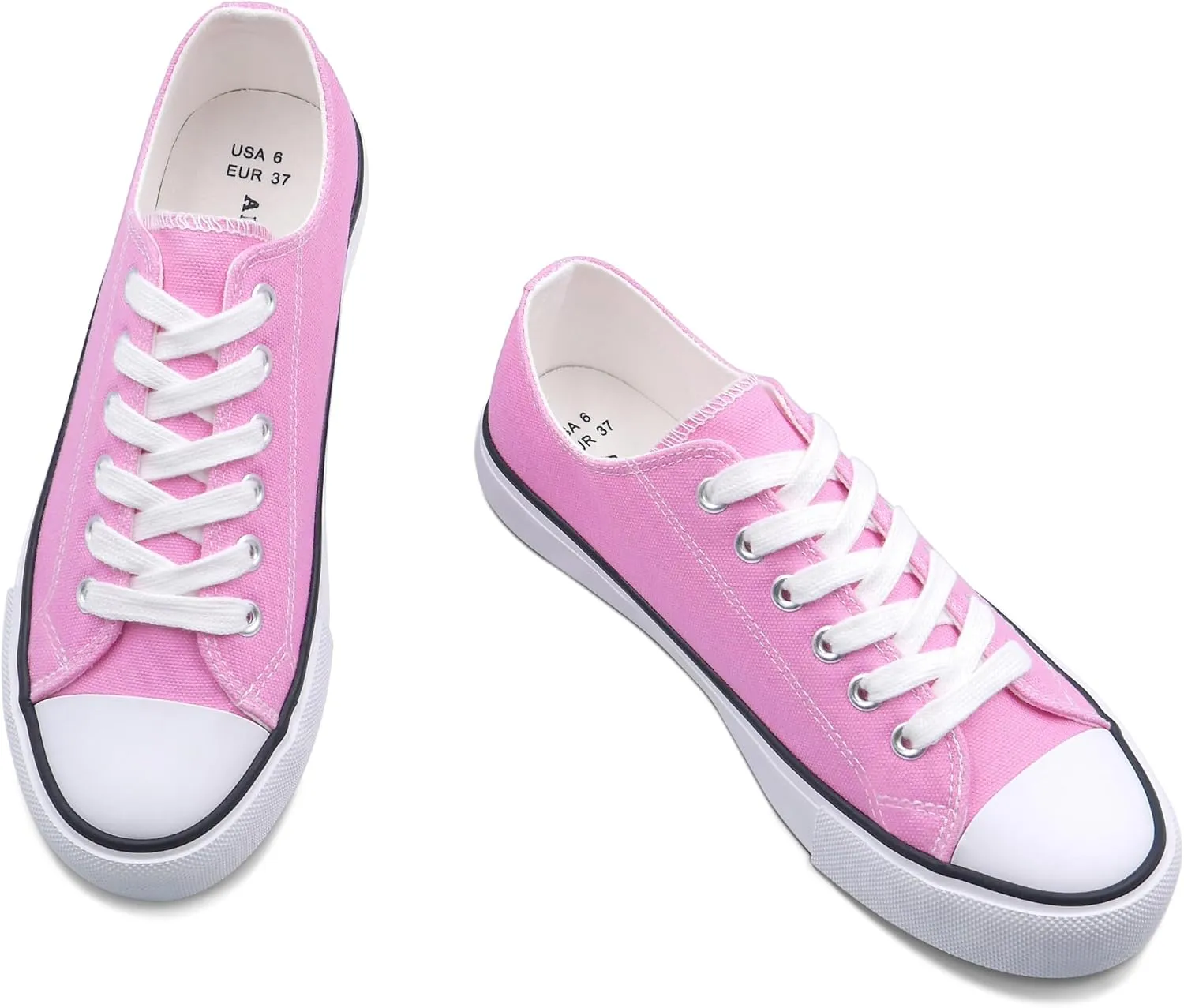 ANTLULU Womens Canvas Shoes Low Top and Lace up Fashion Casual Sneakers Black and White Classic