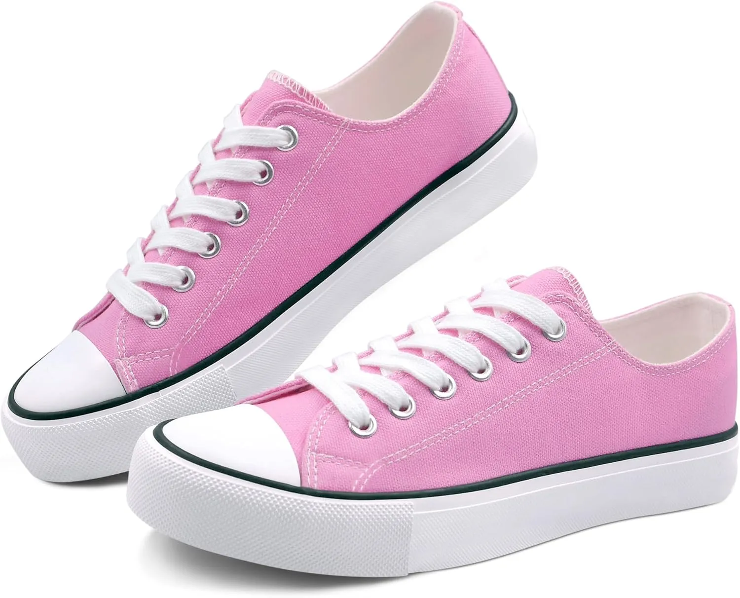 ANTLULU Womens Canvas Shoes Low Top and Lace up Fashion Casual Sneakers Black and White Classic