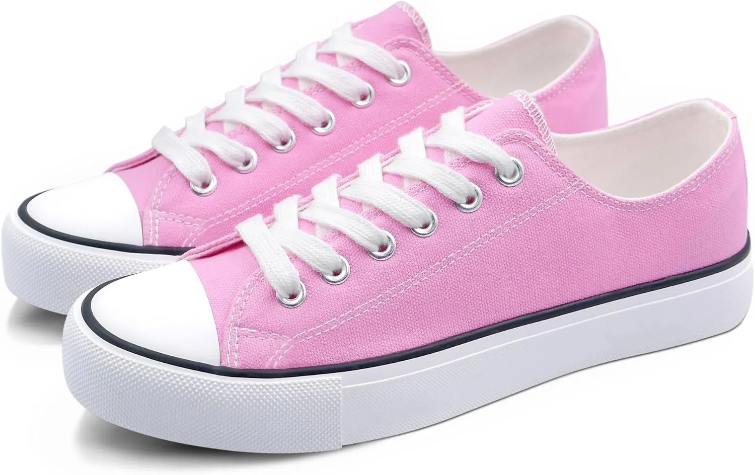 ANTLULU Womens Canvas Shoes Low Top and Lace up Fashion Casual Sneakers Black and White Classic