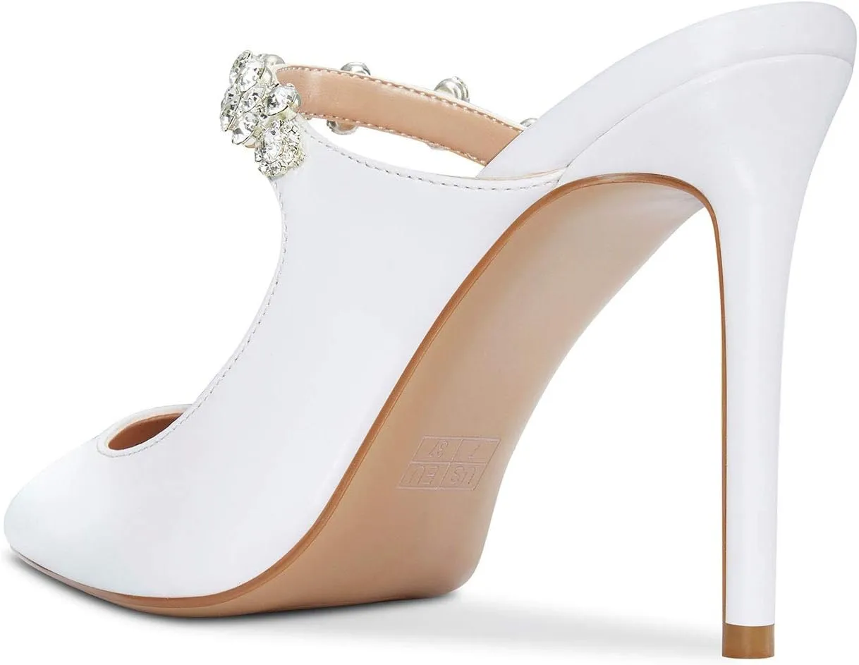 Castamere Womens Slingback Slip On High Heels Pumps Rhinestones Strappy Pointy Toe 10CM Heel Sandals