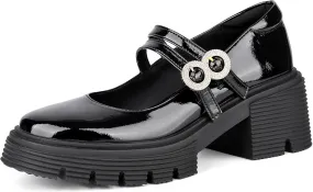 CouieCuies Women Mary Jane Heels Platform Comfortable Chunky Court Shoes Ankle Strap Mary Janes Pumps Lolita Shoe School Business