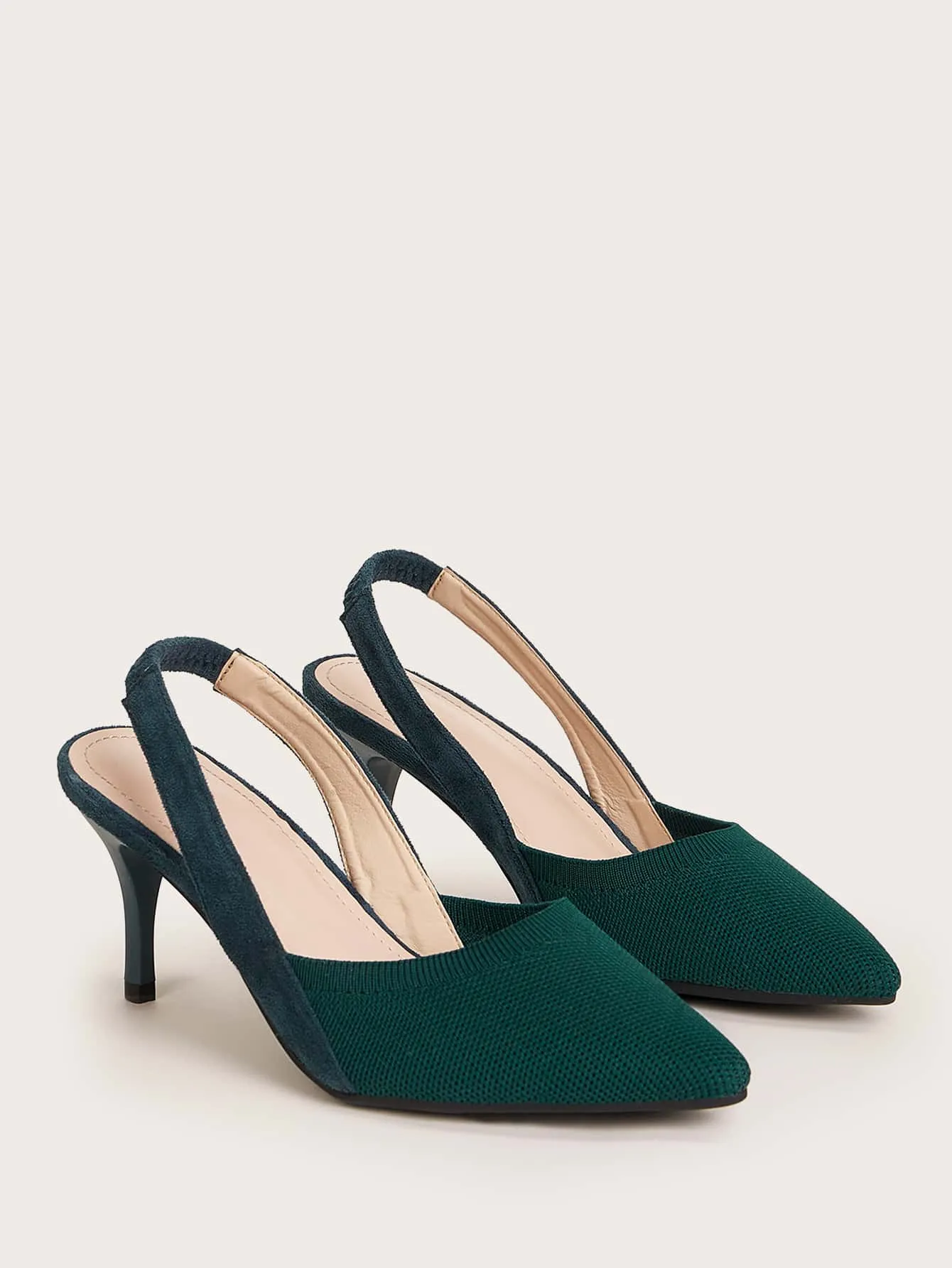 CUCCOO BASICS Woman Shoes Minimalist Elegant Point Toe Dark Green Stiletto Heeled Slingback Pumps For Summer Graduation Heels Prom Heels Vacation Shoes Summer Sale Elegant Heels Back To School Shoes College Student Shoes