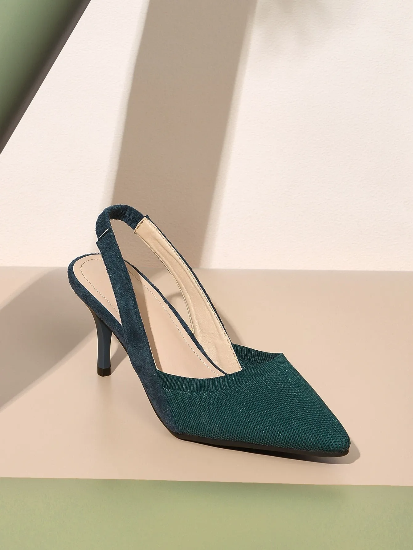 CUCCOO BASICS Woman Shoes Minimalist Elegant Point Toe Dark Green Stiletto Heeled Slingback Pumps For Summer Graduation Heels Prom Heels Vacation Shoes Summer Sale Elegant Heels Back To School Shoes College Student Shoes