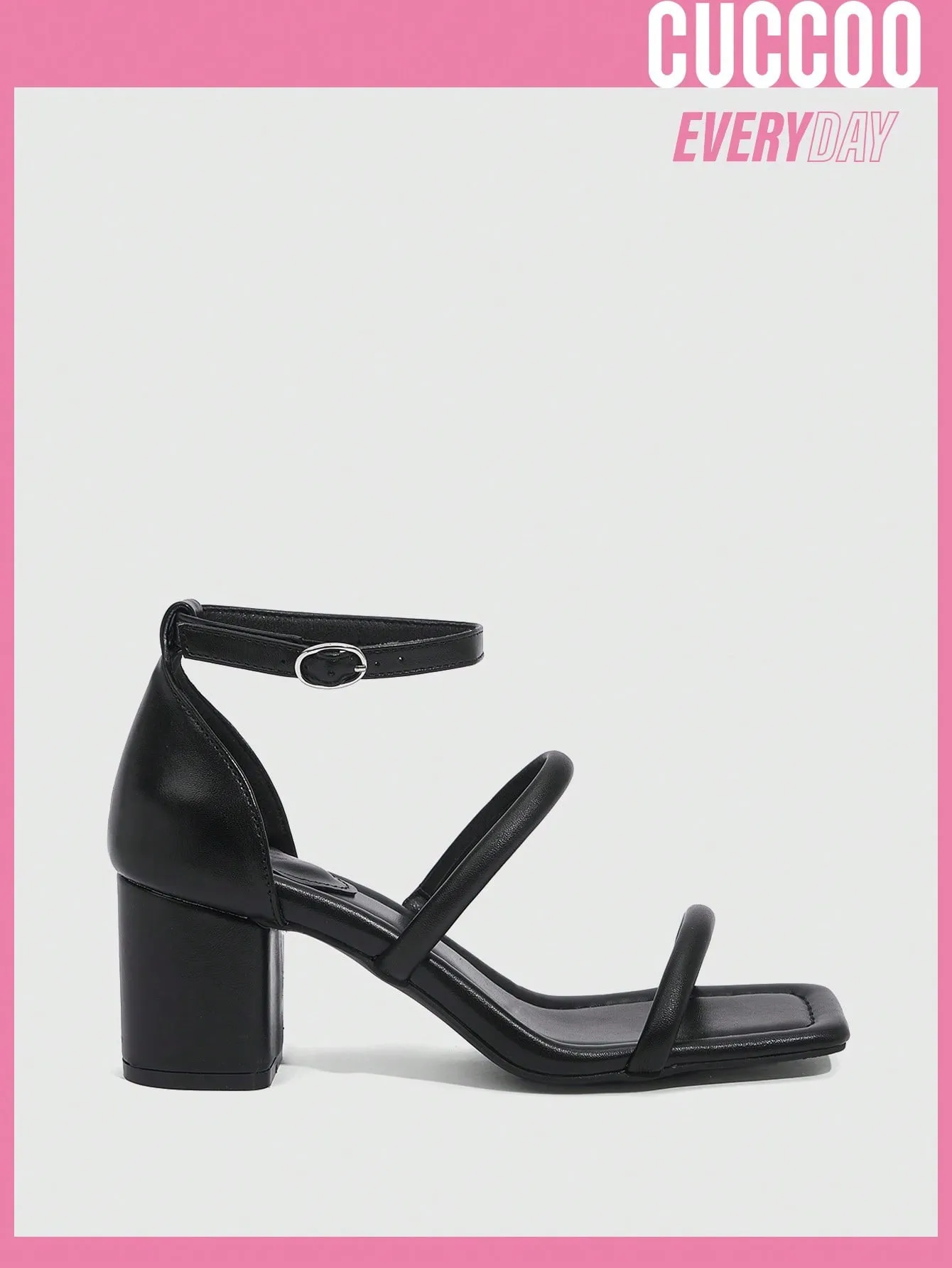 CUCCOO BIZCHIC Woman Shoes Fashionable High Heeled Comfortable Ankle Strap Sandals With Slim Straps, Black For Spring And Summer