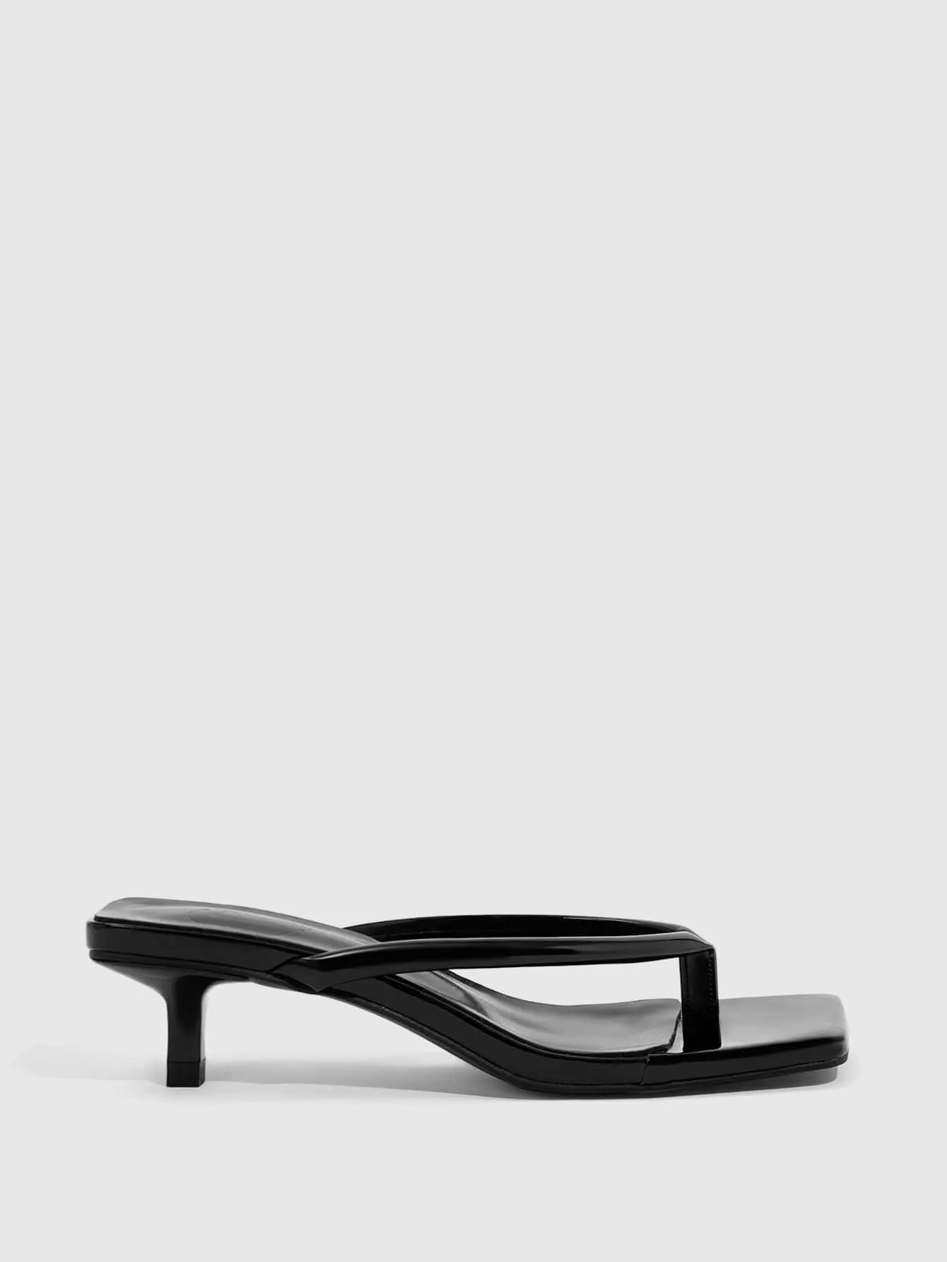 CUCCOO BIZCHIC Woman Shoes Toe Post Stiletto Heeled Minimalist Square Toe Black Sandals For Summer Graduation Heels Prom Heels Vacation Shoes Summer Sale Back To School Shoes College Student Shoes