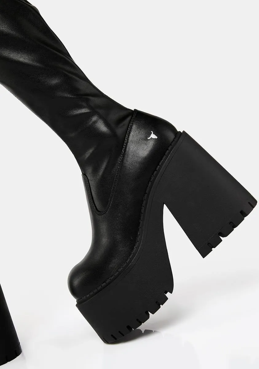 Disguise Black Stretch Thigh-High Boots