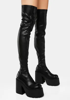 Disguise Black Stretch Thigh-High Boots