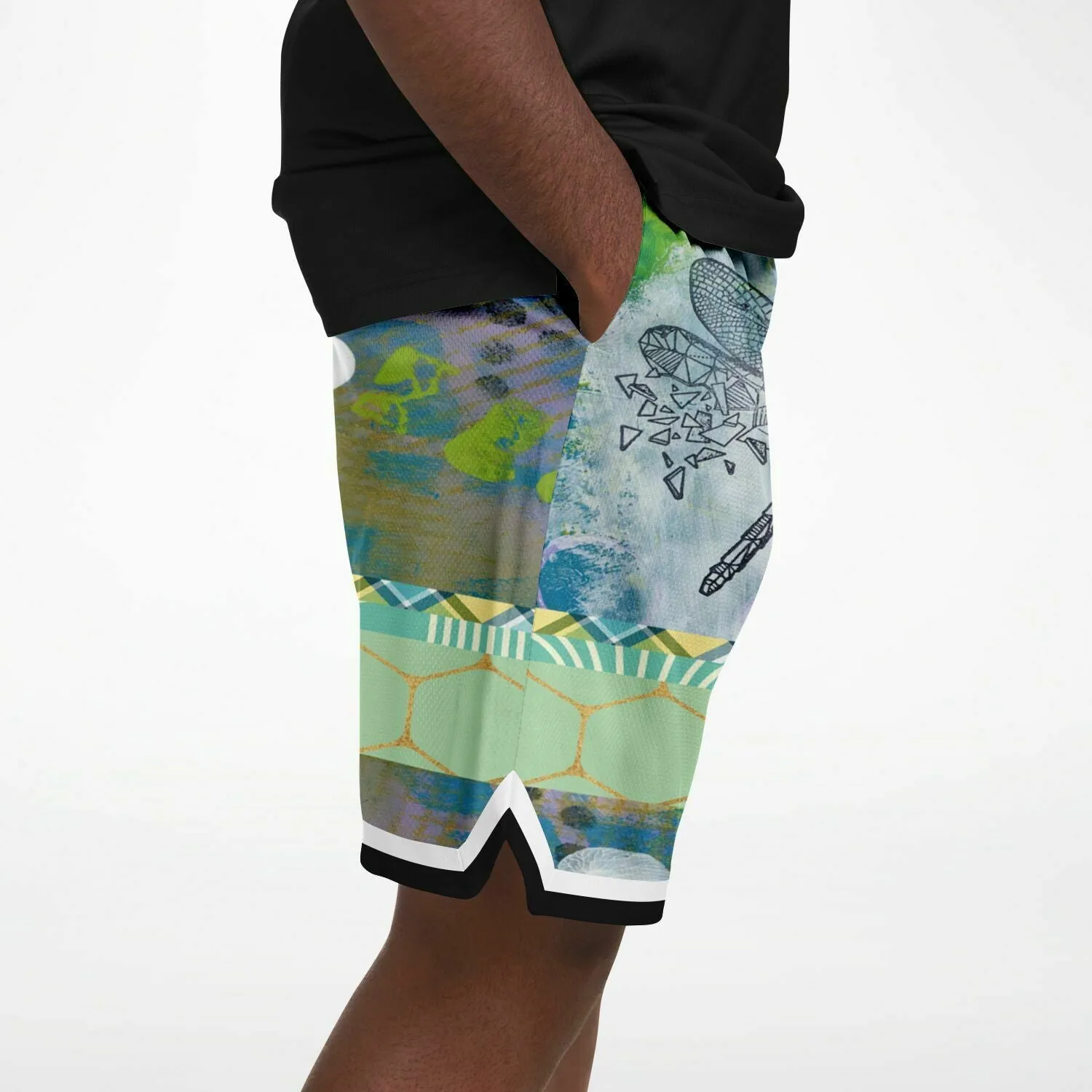 Dragonfly Abstract Print Basketball Shorts