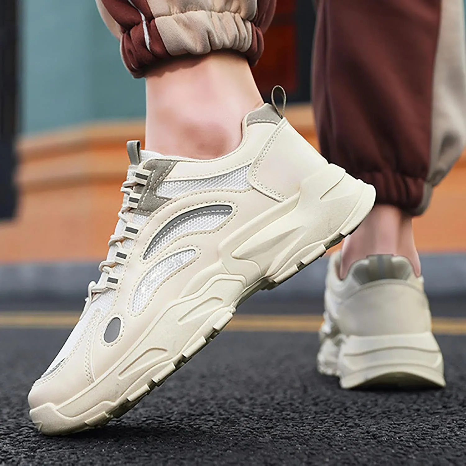 Dress Sneakers Men Mens Running Shoes Men's Casual Slip-on Loafers Wide Toe Box Trendy Casual Platform Loafers for Women Women's Sneakers in White in Wide Width
