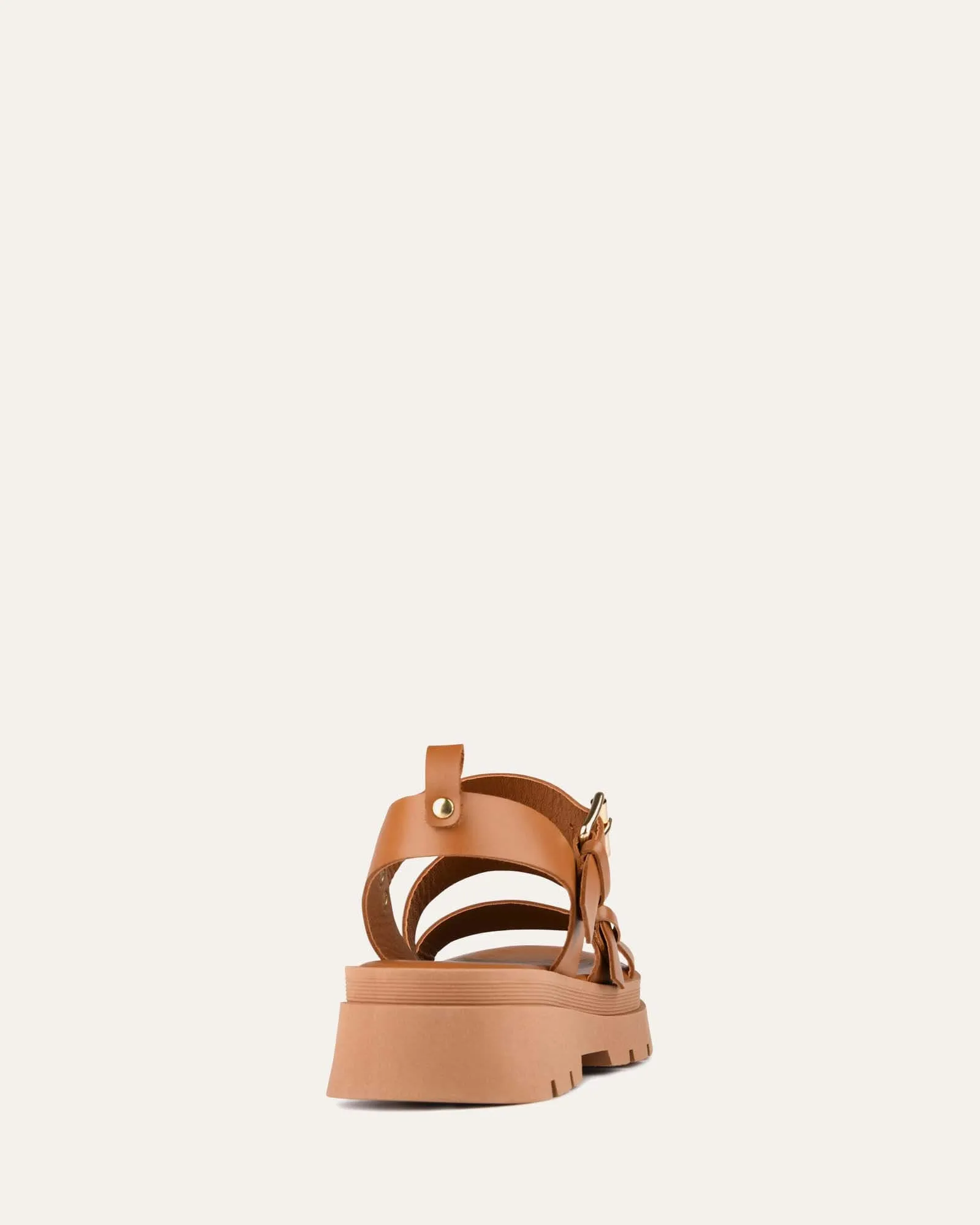 GIA FLAT SANDALS TAN LEATHER
