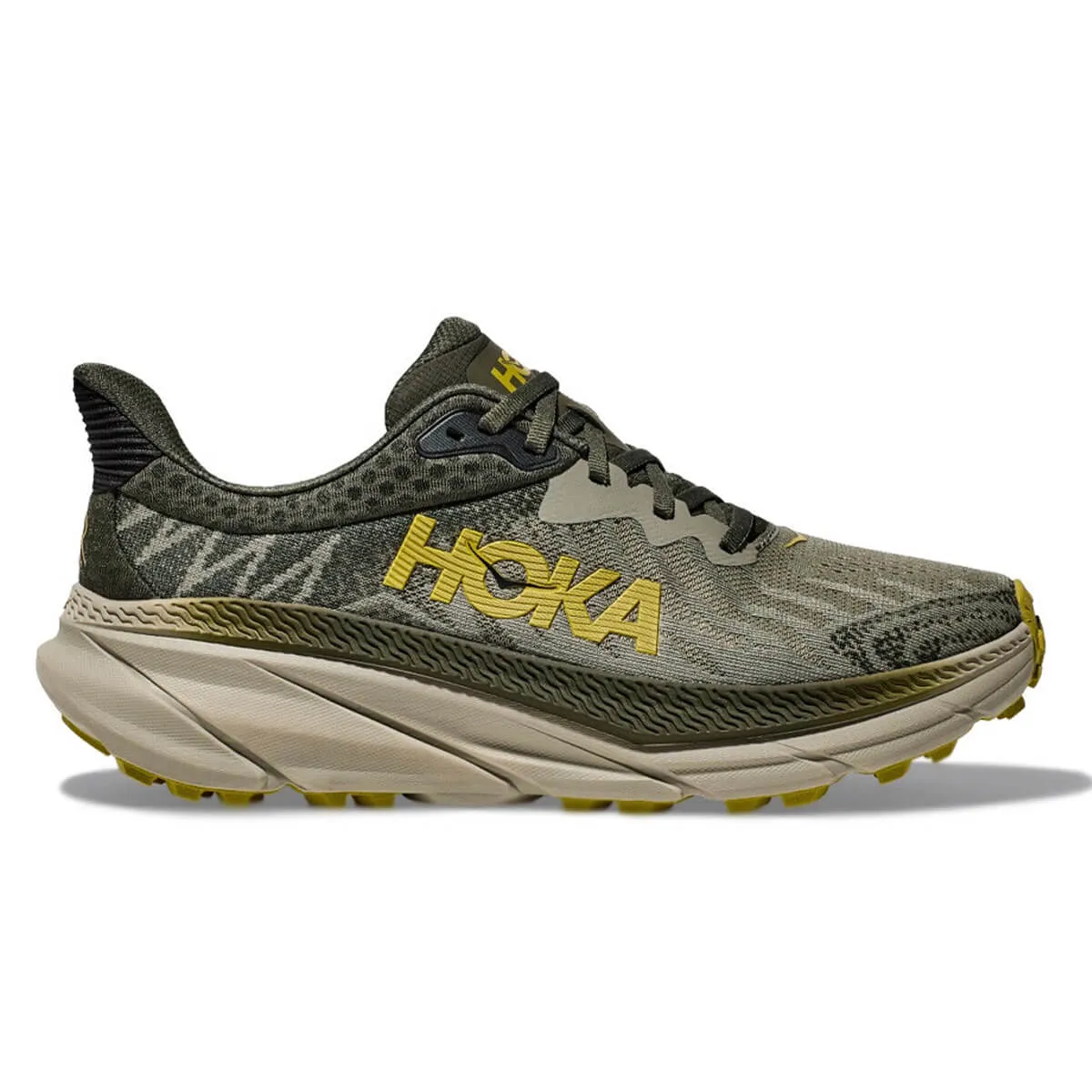 Mens Hoka Challenger 7 Trail Running Shoes - Olive Haze/Forest Cover