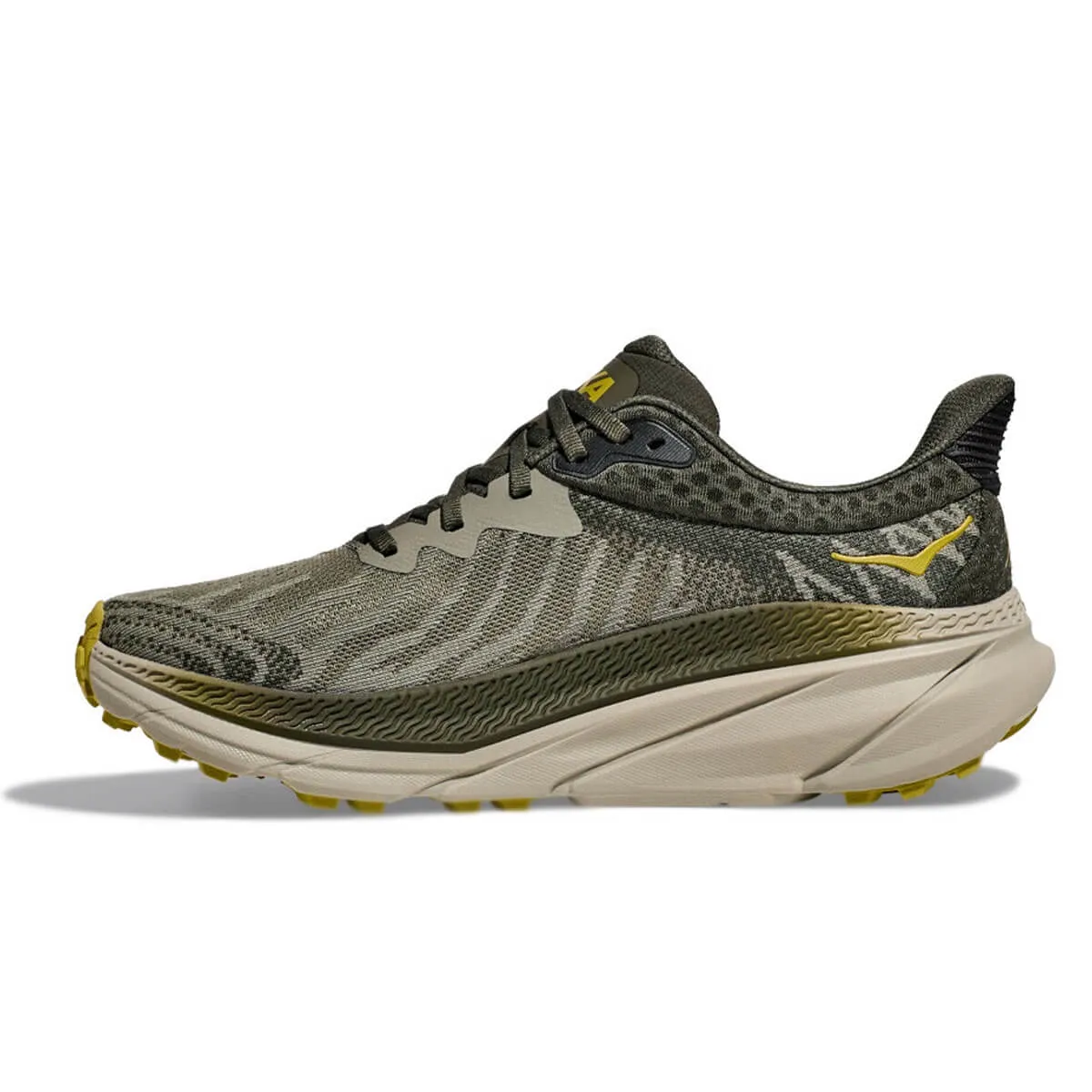 Mens Hoka Challenger 7 Trail Running Shoes - Olive Haze/Forest Cover