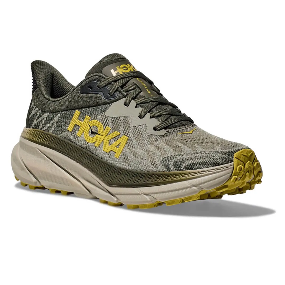 Mens Hoka Challenger 7 Trail Running Shoes - Olive Haze/Forest Cover