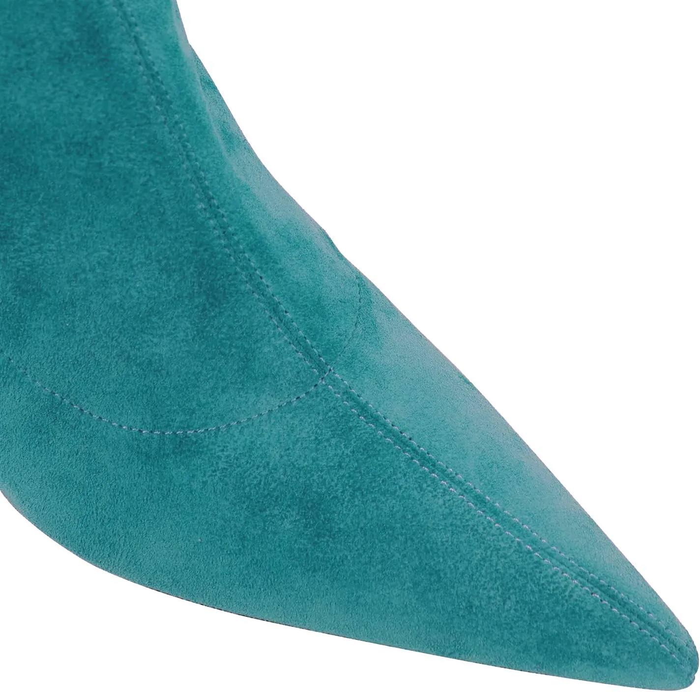LEHOOR Sexy High Heels Thigh High Stiletto Boots Women Pointed Toe Stretch Zip Kitten Heel Suede Over Knee Boots 4-11 M US