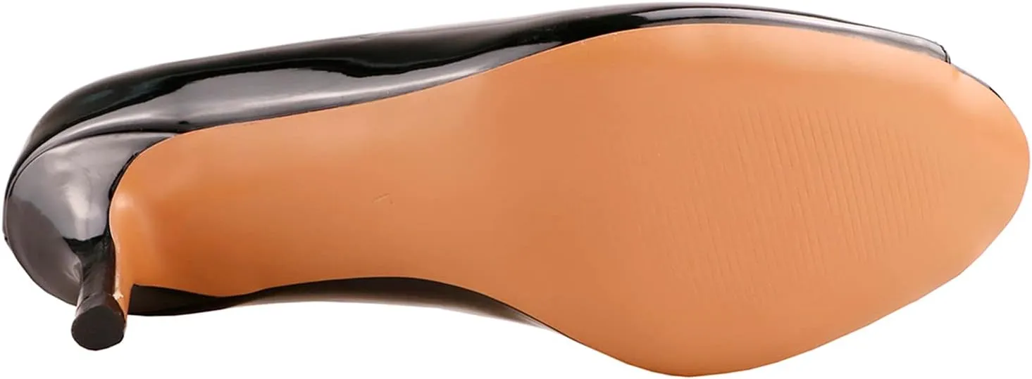 Lutalica W Women's Classic Open Toe Low Kitten Heel Sandals Slip On Medium Heel Peep Toe Dress Pumps