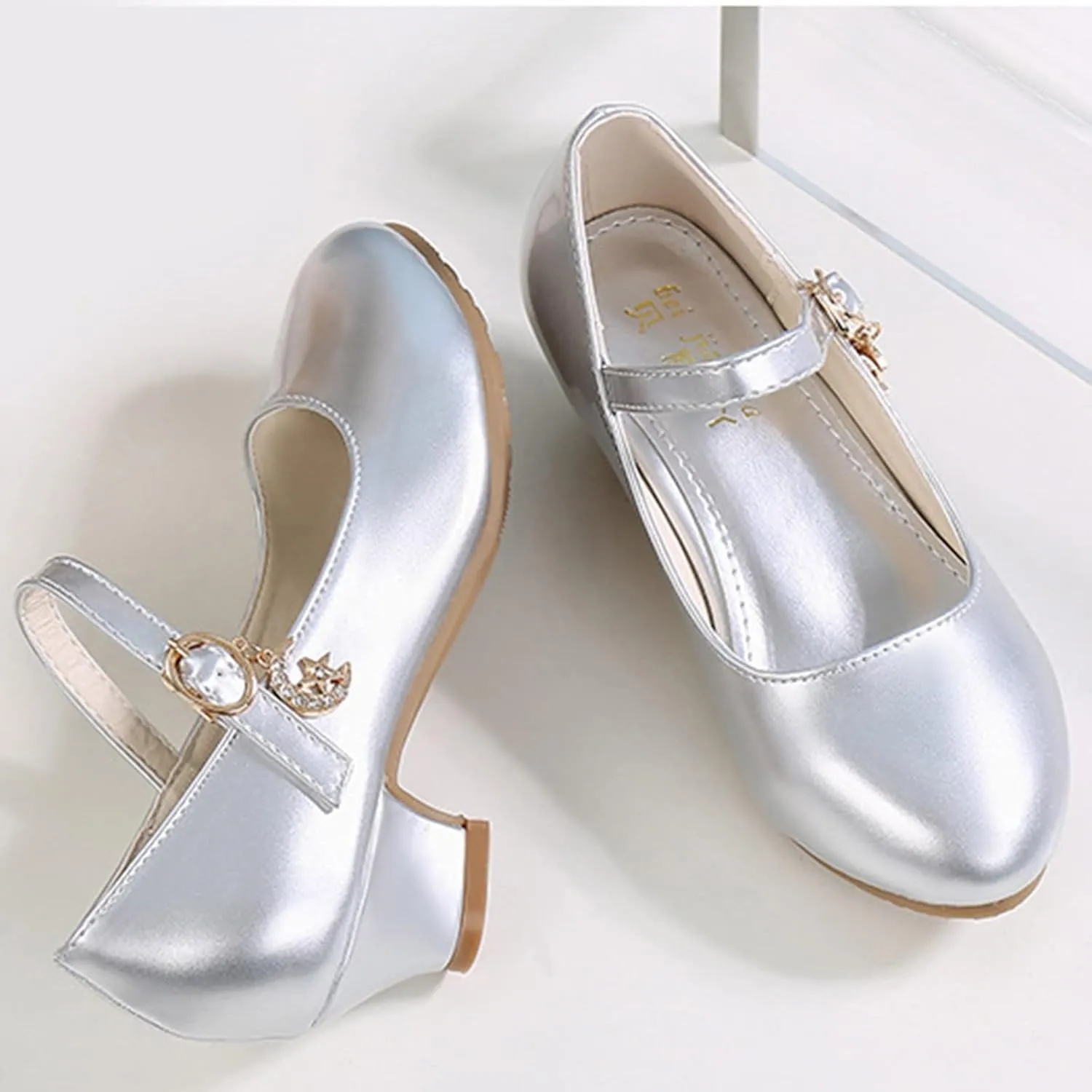 Mary Jane Heels for Girls School Shoes Little Girls Dress Shoes Party Wedding Flats for Kids Leather Shoes