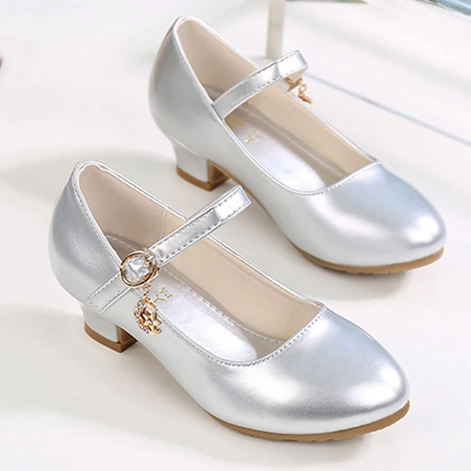 Mary Jane Heels for Girls School Shoes Little Girls Dress Shoes Party Wedding Flats for Kids Leather Shoes