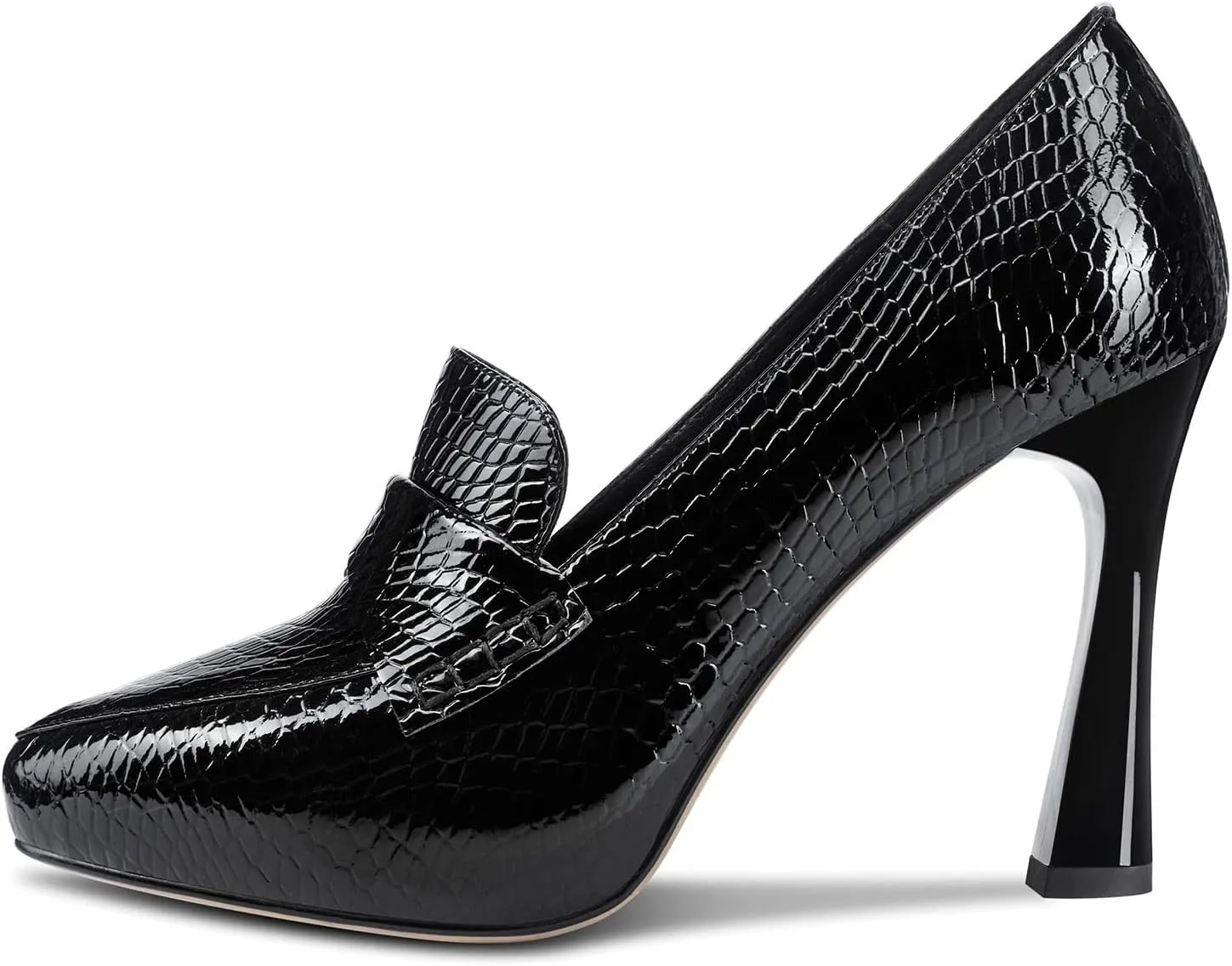 NobleOnly Womens High Heels Slip-on Platform Pumps Comfortable Leather Stilettos Loafers Shoes 4" Heel