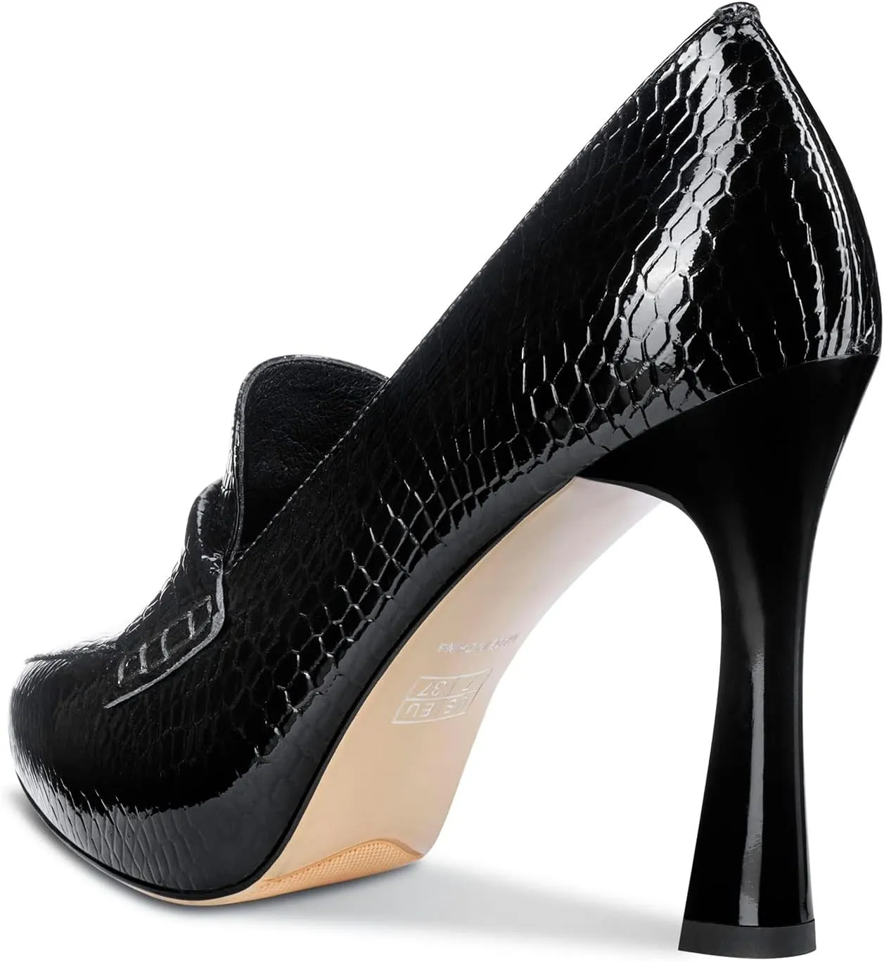 NobleOnly Womens High Heels Slip-on Platform Pumps Comfortable Leather Stilettos Loafers Shoes 4" Heel