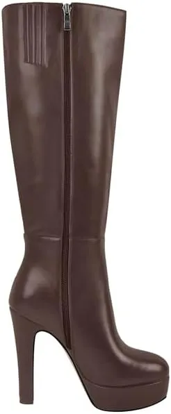 Richealnana Women's Platform Stiletto Heel Side Zipper Knee High Boots Solid Long Boots