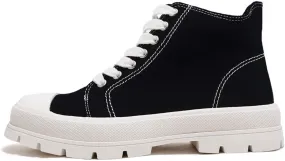 SODA Soda Womens Lug Hi Top Lace up Canvas Sneaker Shoes Crayon Black-White 8