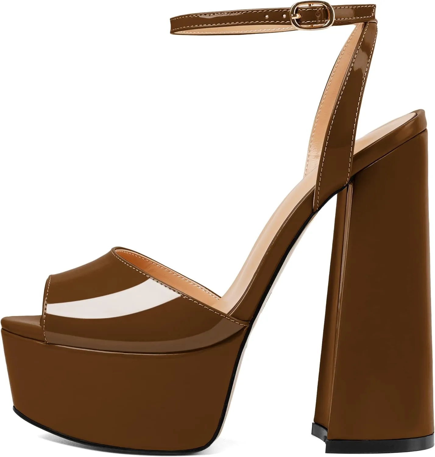 Soireelady Women Platform Sandals Chunky Block High Heels Peep Toe Heeled Sandals Slingback Sky High Heels Sexy Ankle Strap Summer Shoes for Party Evening Cocktail