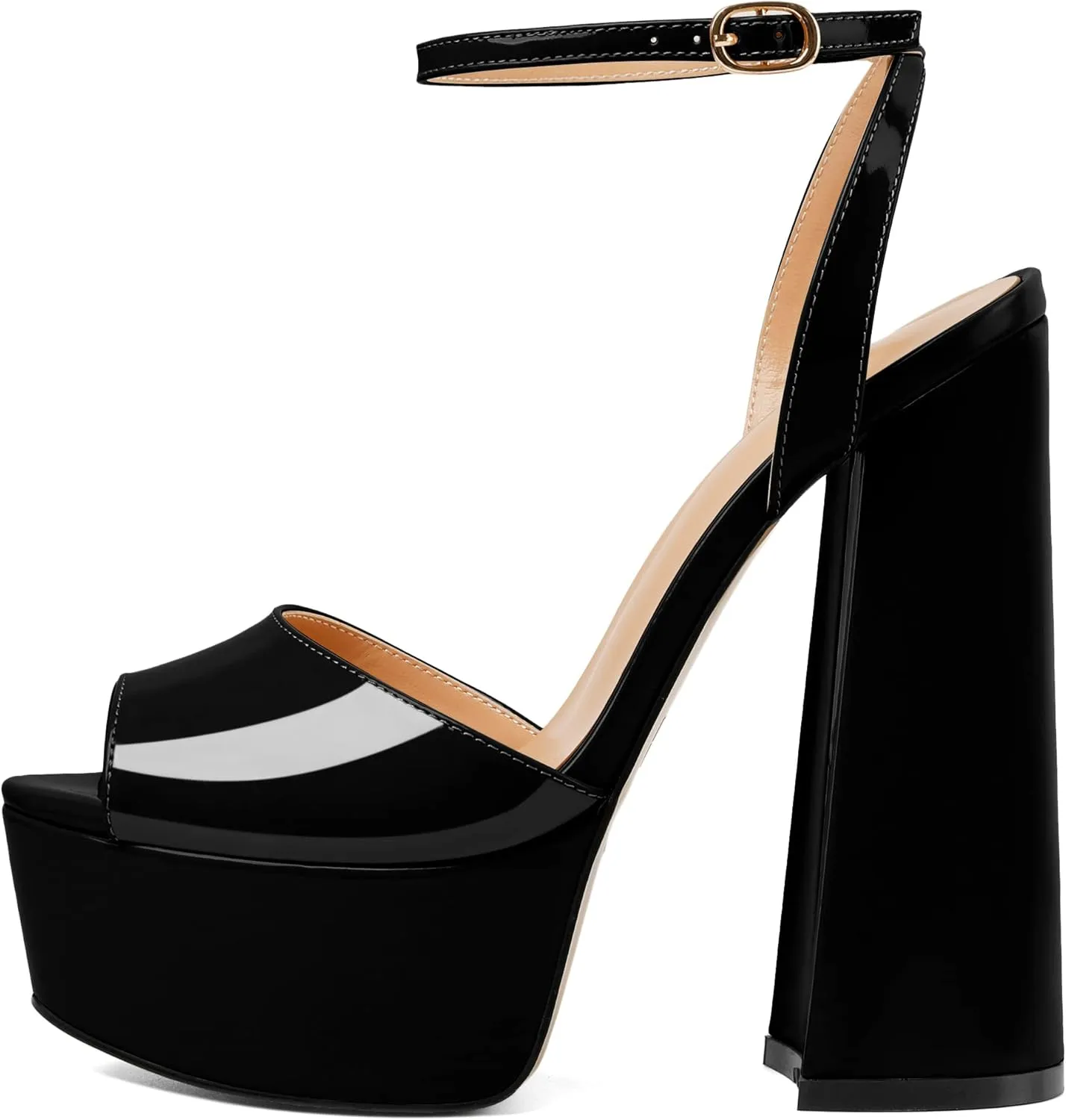 Soireelady Women Platform Sandals Chunky Block High Heels Peep Toe Heeled Sandals Slingback Sky High Heels Sexy Ankle Strap Summer Shoes for Party Evening Cocktail