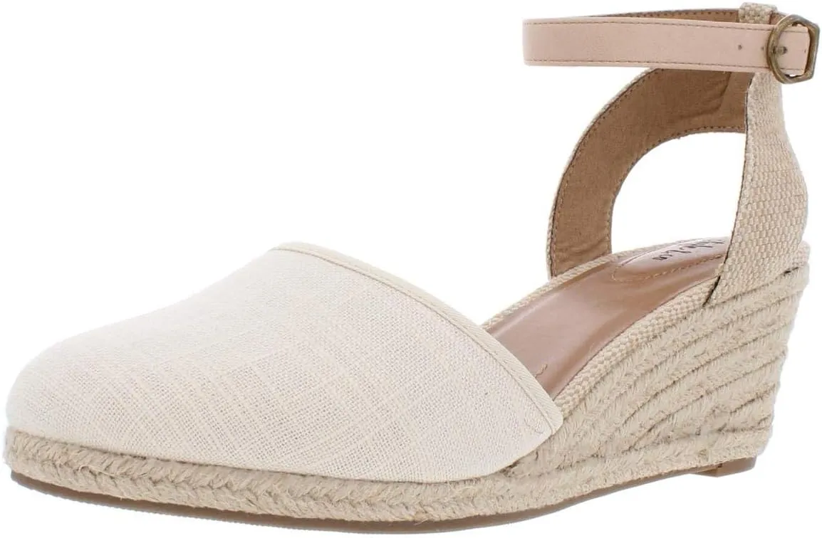Style & Co. Womens Mailena Canvas Wedge Sandals Beige 5.5 Medium (B,M)