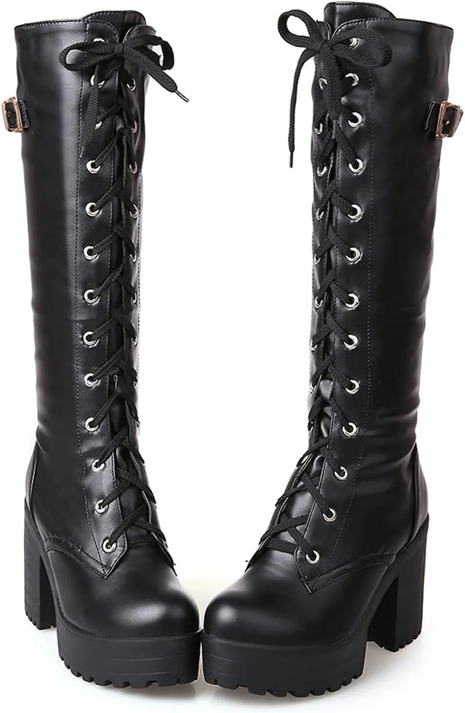 Thic Heeled Lace Up Platform Boots Boots Boots High Heeled Women's Women's Boots Extended Wide Calf Boots