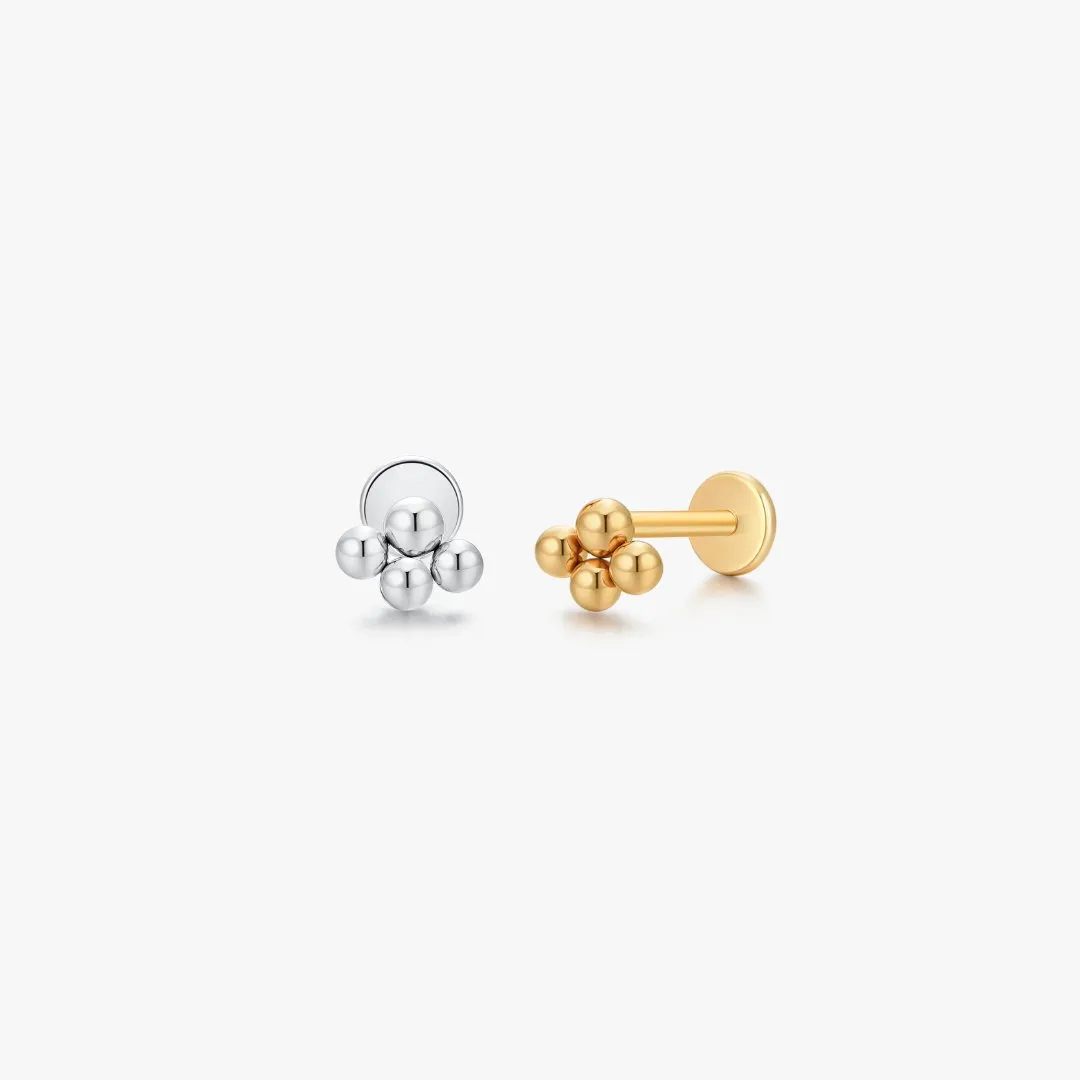 Titanium Quad Bead Flat Back Stud (Single)
