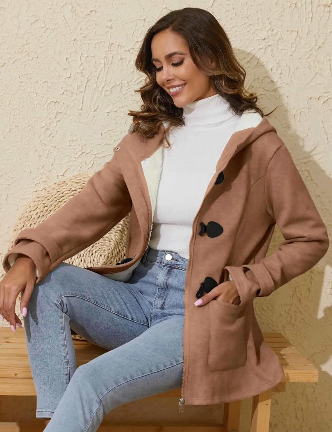 Winter Jackets for Women, Toggle Duffle Coat for Winter, Sherpa Lined Jacket Women
