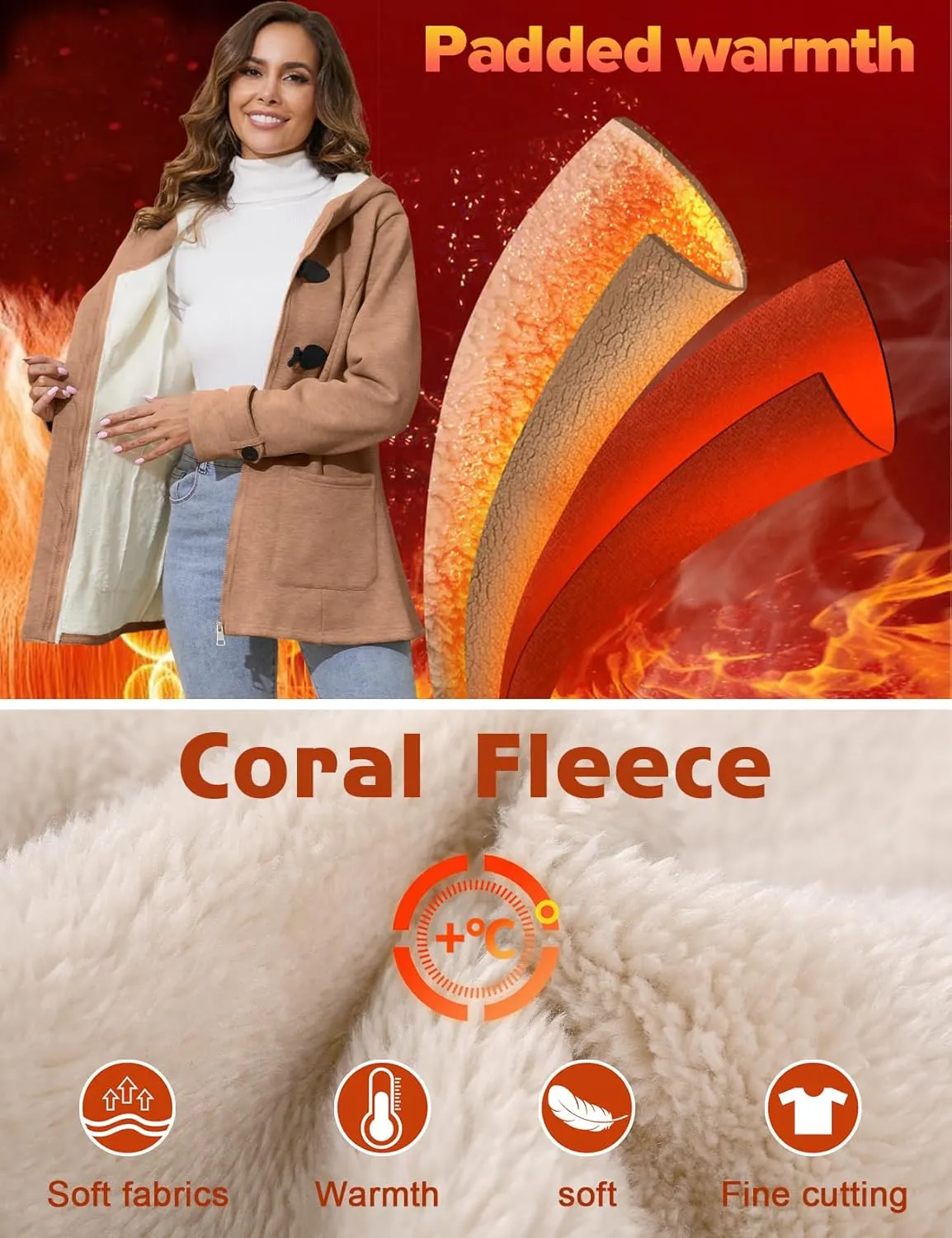 Winter Jackets for Women, Toggle Duffle Coat for Winter, Sherpa Lined Jacket Women