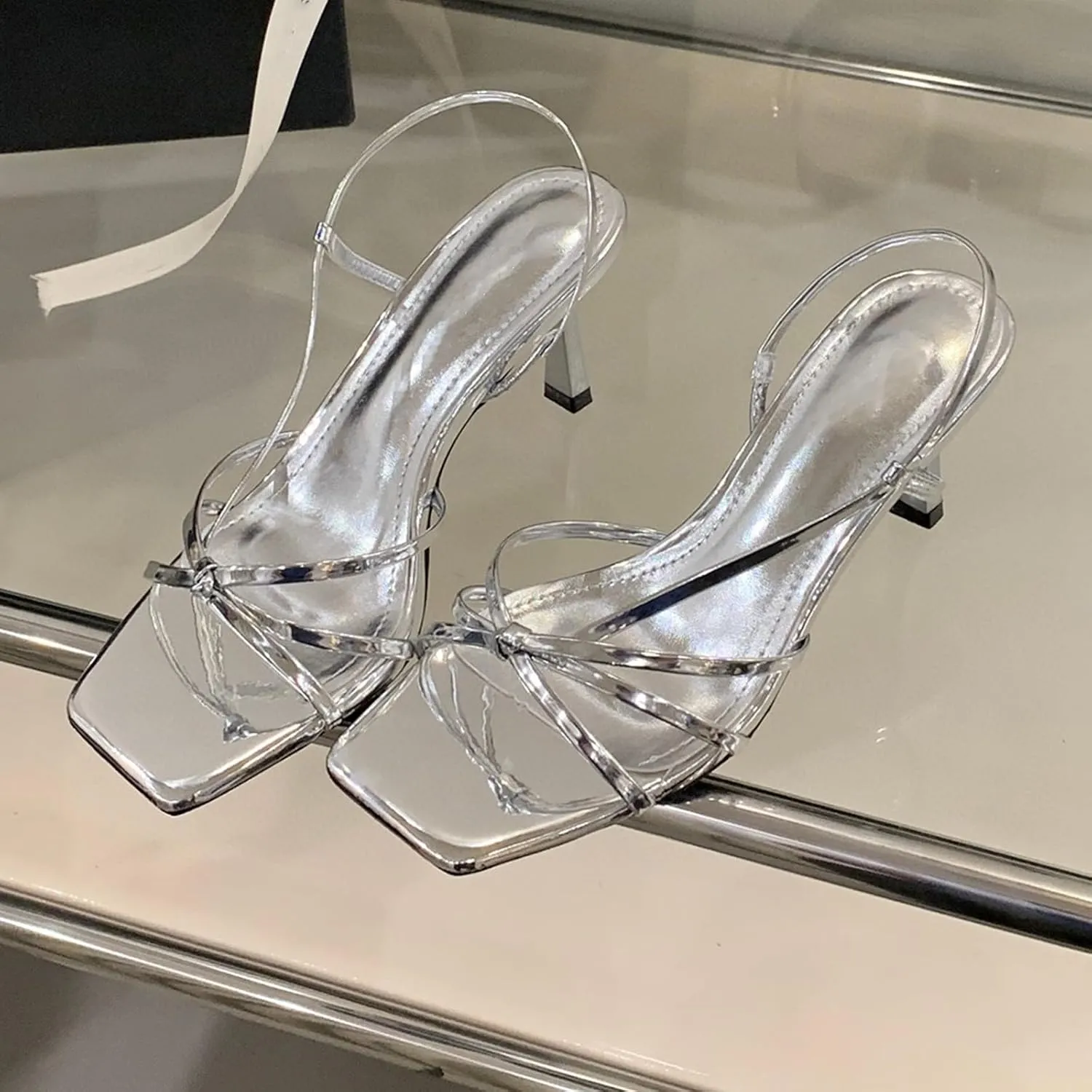 Women's Elegant Stiletto Heeled Sandals Open Toe Strappy Ankle Strap Dress Party Wedding High Heels Comfortable