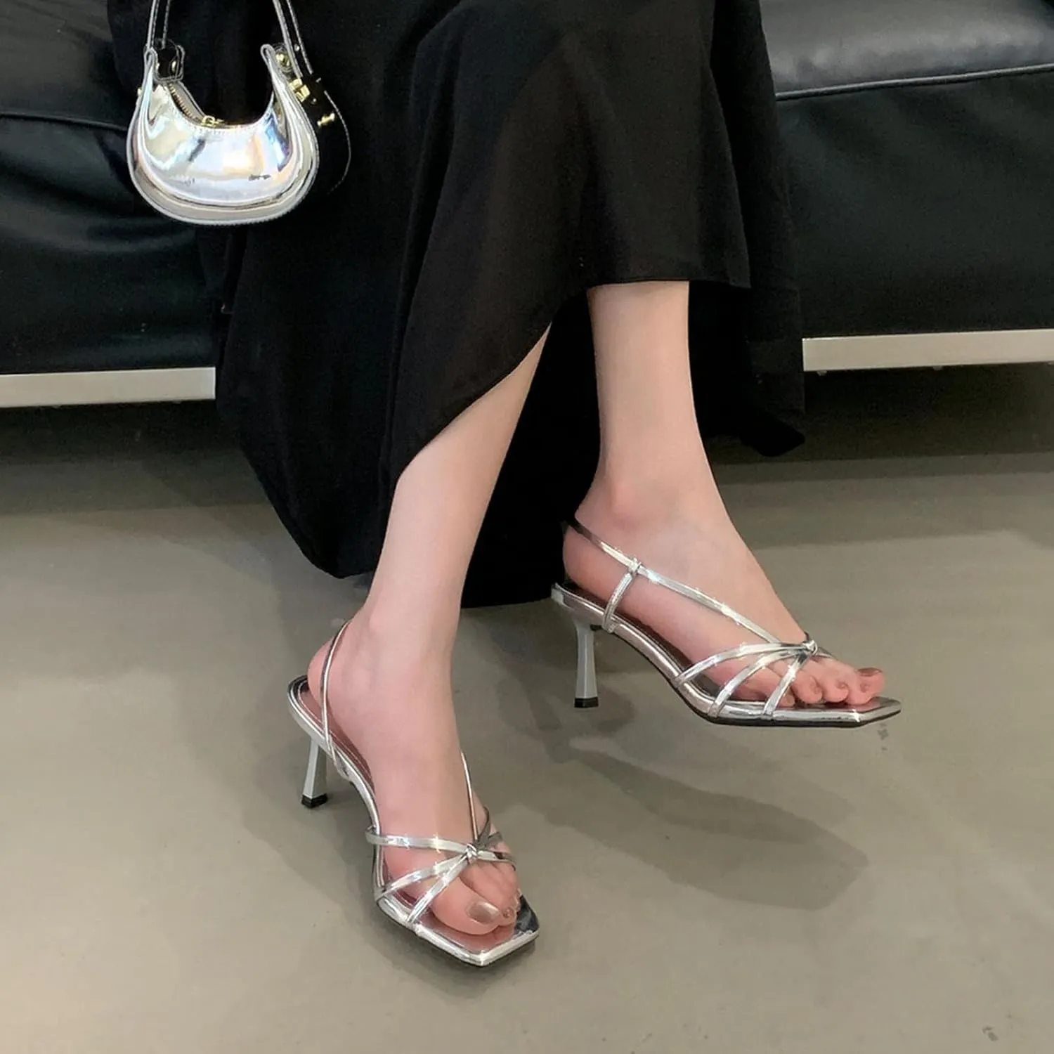 Women's Elegant Stiletto Heeled Sandals Open Toe Strappy Ankle Strap Dress Party Wedding High Heels Comfortable