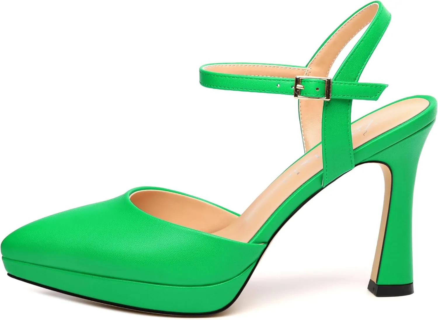 Womens Platform High Heels Pointed Toe Ankle Strap Buckle Stiletto High Heel Pumps Party Evening Dress Shoes 4 Inch