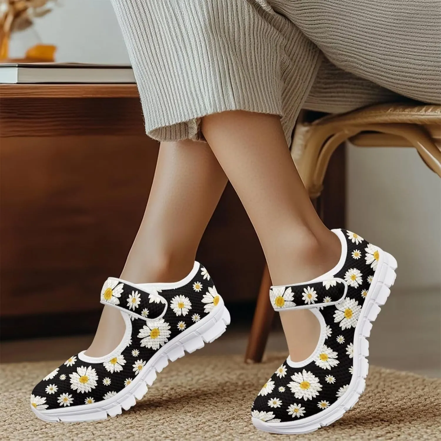 Women's Single Buckle Shoes Casual Loafers Slip-On Flat Comfortable Walking Shoes for Travel and Outdoor US Size 5.5-10
