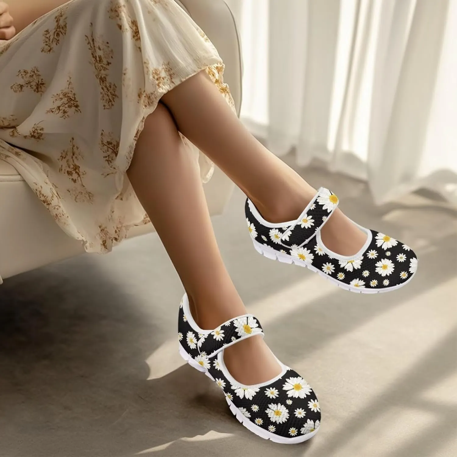 Women's Single Buckle Shoes Casual Loafers Slip-On Flat Comfortable Walking Shoes for Travel and Outdoor US Size 5.5-10