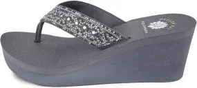 Yellow Box Women's Waneta Wedge Sandal, Round Toe, Medium-High 2.75 Inch Heel, 1 Inch Platform Comfortable Flip-Flop